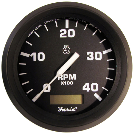 FARIA BEEDE INSTRUMENTS Euro 4" Tachometer w/Hourmeter (4000 RPM) (Diesel) (Mech Takeoff 32834